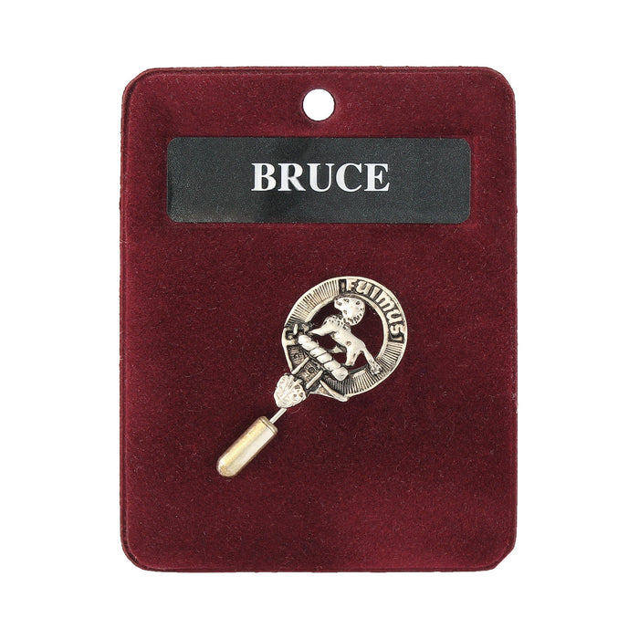 Bruce Clan Badge, Kilt Pin, Lapel Pin, Cufflinks, Keyring/Key Fob & Gift Set — Fine Pewter by Art Pewter — Made in Scotland (Shiny Finish) - Heritage Of Scotland - Lapel Pin