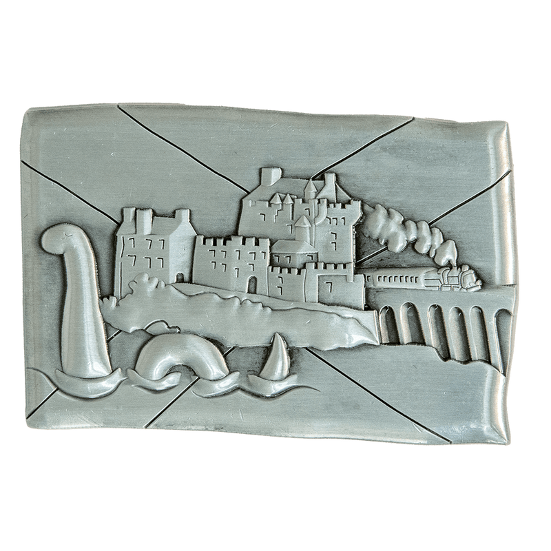 Brushed Metal Scotland Magnet – Puffin, Nessie, Coo, Collage & More - Heritage Of Scotland - Nessie Collage