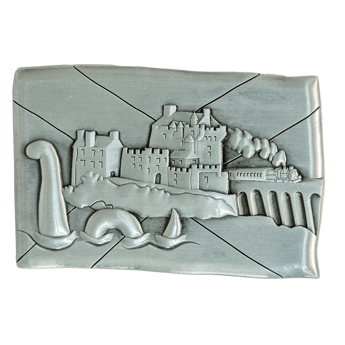Brushed Metal Scotland Magnet – Puffin, Nessie, Coo, Collage & More - Heritage Of Scotland - Nessie Collage