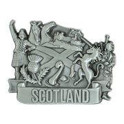 Brushed Metal Scotland Magnet – Puffin, Nessie, Coo, Collage & More - Heritage Of Scotland - Piper Collage