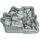 Brushed Metal Scotland Magnet – Puffin, Nessie, Coo, Collage & More - Heritage Of Scotland - Scotland Dancers Collage