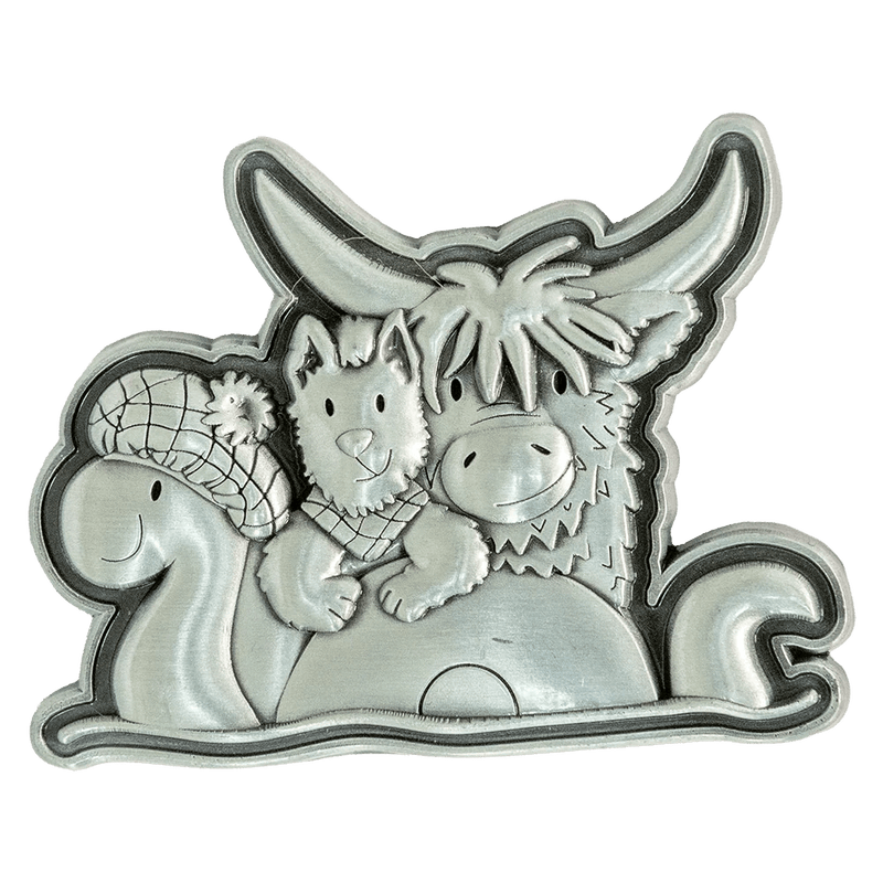 Brushed Metal Scotland Magnet – Puffin, Nessie, Coo, Collage & More - Heritage Of Scotland - Trio Character