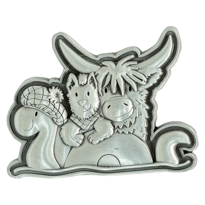 Brushed Metal Scotland Magnet – Puffin, Nessie, Coo, Collage & More - Heritage Of Scotland - Trio Character