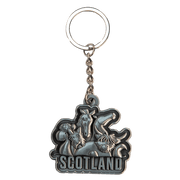 Brushed Metal Scottish Keyring – Nessie, Coo, Collage & More - Heritage Of Scotland - Scotland Collage