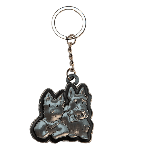 Brushed Metal Scottish Keyring – Nessie, Coo, Collage & More - Heritage Of Scotland - Westies