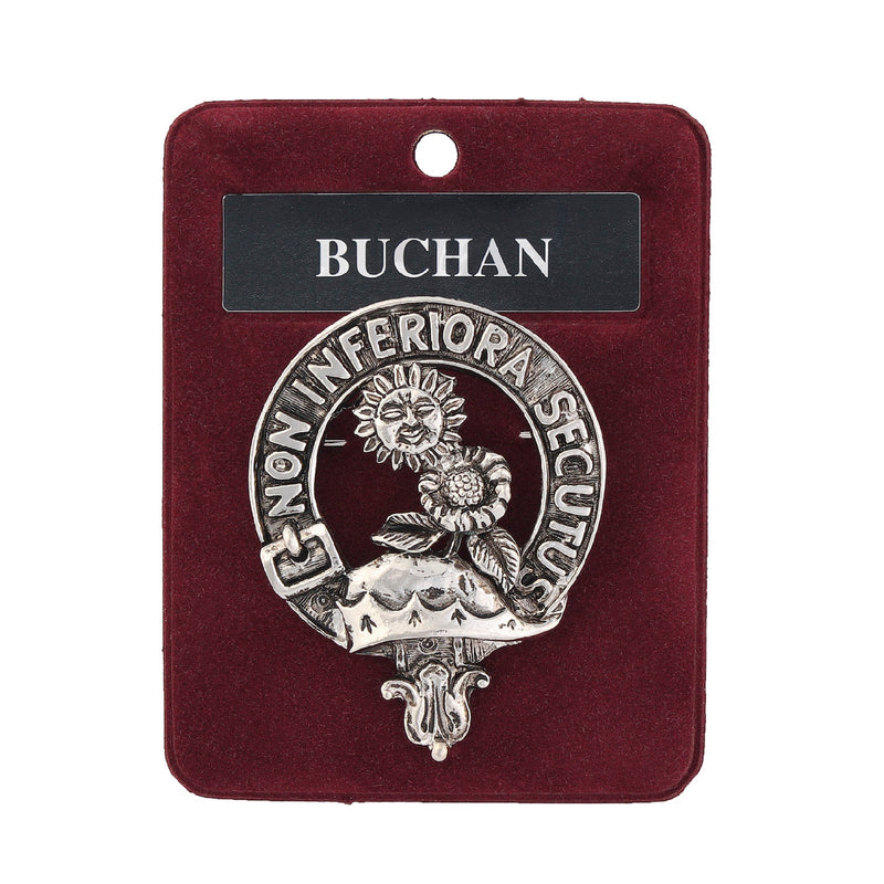 Buchan Clan Badge, Kilt Pin, Lapel Pin, Cufflinks, Keyring/Key Fob & Gift Set — Fine Pewter by Art Pewter — Made in Scotland (Shiny Finish) - Heritage Of Scotland - Badge
