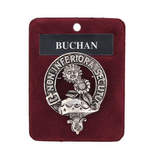 Buchan Clan Badge, Kilt Pin, Lapel Pin, Cufflinks, Keyring/Key Fob & Gift Set — Fine Pewter by Art Pewter — Made in Scotland (Shiny Finish) - Heritage Of Scotland - Badge