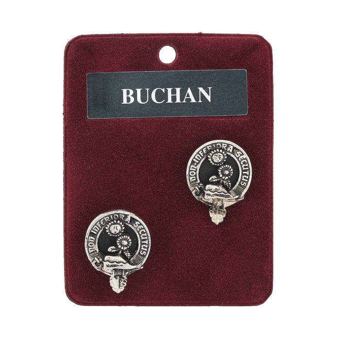 Buchan Clan Badge, Kilt Pin, Lapel Pin, Cufflinks, Keyring/Key Fob & Gift Set — Fine Pewter by Art Pewter — Made in Scotland (Shiny Finish) - Heritage Of Scotland - Cufflinks