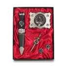 Buchan Clan Badge, Kilt Pin, Lapel Pin, Cufflinks, Keyring/Key Fob & Gift Set — Fine Pewter by Art Pewter — Made in Scotland (Shiny Finish) - Heritage Of Scotland - Gift Set