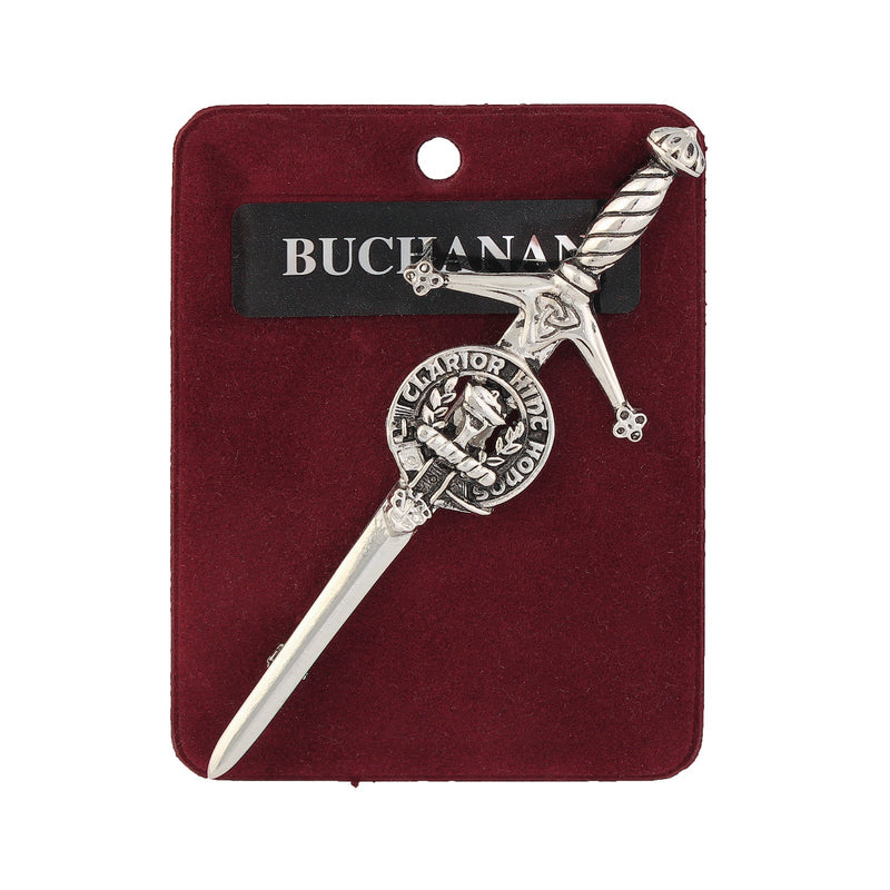 Buchanan Clan Badge, Kilt Pin, Lapel Pin, Cufflinks, Keyring/Key Fob & Gift Set — Fine Pewter by Art Pewter — Made in Scotland (Shiny Finish) - Heritage Of Scotland - Kilt Pin