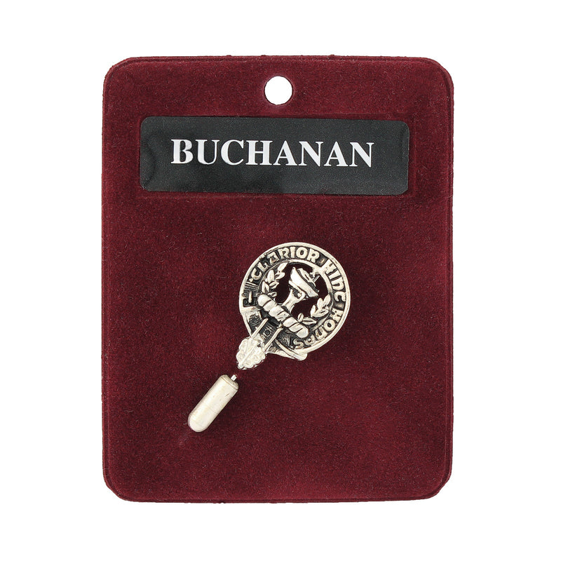 Buchanan Clan Badge, Kilt Pin, Lapel Pin, Cufflinks, Keyring/Key Fob & Gift Set — Fine Pewter by Art Pewter — Made in Scotland (Shiny Finish) - Heritage Of Scotland - Lapel Pin