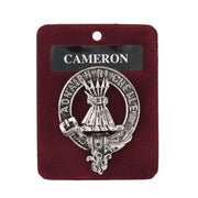 Cameron Clan Badge, Kilt Pin, Lapel Pin, Cufflinks, Keyring/Key Fob & Gift Set — Fine Pewter by Art Pewter — Made in Scotland (Shiny Finish) - Heritage Of Scotland - Badge
