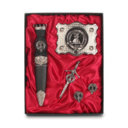 Cameron Clan Badge, Kilt Pin, Lapel Pin, Cufflinks, Keyring/Key Fob & Gift Set — Fine Pewter by Art Pewter — Made in Scotland (Shiny Finish) - Heritage Of Scotland - Gift Set