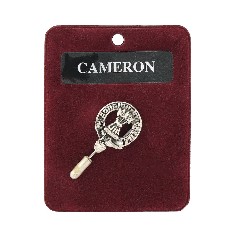 Cameron Clan Badge, Kilt Pin, Lapel Pin, Cufflinks, Keyring/Key Fob & Gift Set — Fine Pewter by Art Pewter — Made in Scotland (Shiny Finish) - Heritage Of Scotland - Lapel Pin