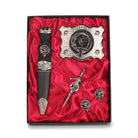 Campbell of Cawdor Clan Badge, Kilt Pin, Lapel Pin, Cufflinks, Keyring/Key Fob & Gift Set — Fine Pewter by Art Pewter — Made in Scotland (Shiny Finish) - Heritage Of Scotland - Gift Set