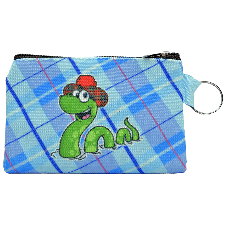 Canvas Coin Purse with Keyring – Nessie or Highland Coo Design - Heritage Of Scotland - Nessie
