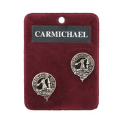 Carmichael Clan Badge, Kilt Pin, Lapel Pin, Cufflinks, Keyring/Key Fob & Gift Set — Fine Pewter by Art Pewter — Made in Scotland (Shiny Finish) - Heritage Of Scotland - Cufflinks