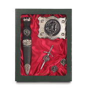 Carmichael Clan Badge, Kilt Pin, Lapel Pin, Cufflinks, Keyring/Key Fob & Gift Set — Fine Pewter by Art Pewter — Made in Scotland (Shiny Finish) - Heritage Of Scotland - Gift Set