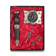 Carmichael Clan Badge, Kilt Pin, Lapel Pin, Cufflinks, Keyring/Key Fob & Gift Set — Fine Pewter by Art Pewter — Made in Scotland (Shiny Finish) - Heritage Of Scotland - Gift Set