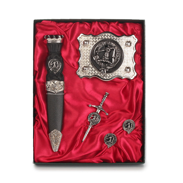 Carmichael Clan Badge, Kilt Pin, Lapel Pin, Cufflinks, Keyring/Key Fob & Gift Set — Fine Pewter by Art Pewter — Made in Scotland (Shiny Finish) - Heritage Of Scotland - Gift Set