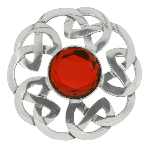 Celtic Interlace Plaid Brooch Red - Heritage Of Scotland - RED