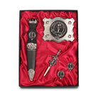 Chisholm Clan Badge, Kilt Pin, Lapel Pin, Cufflinks, Keyring/Key Fob & Gift Set — Fine Pewter by Art Pewter — Made in Scotland (Shiny Finish) - Heritage Of Scotland - Gift Set