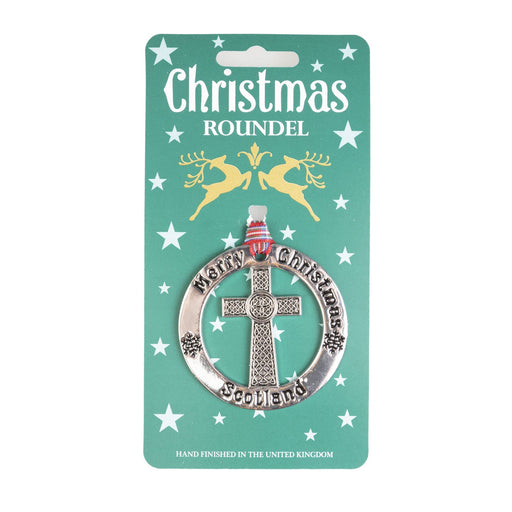 Christmas Roundel Silver Celtic Cross - Heritage Of Scotland - SILVER CELTIC CROSS