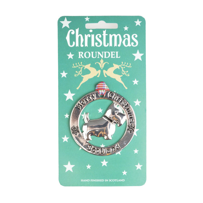 Christmas Roundel Silver Scotty Dog - Heritage Of Scotland - SILVER SCOTTY DOG