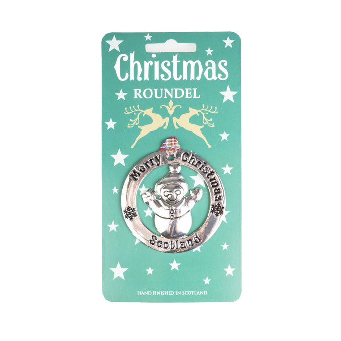 Christmas Roundel Silver Snowman - Heritage Of Scotland - SILVER SNOWMAN