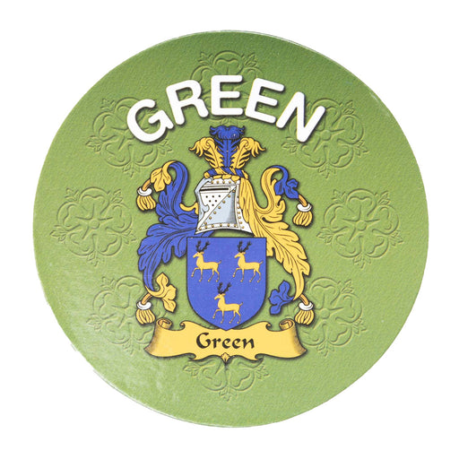 Clan/Family Name Round Cork Coaster Green - Heritage Of Scotland - GREEN