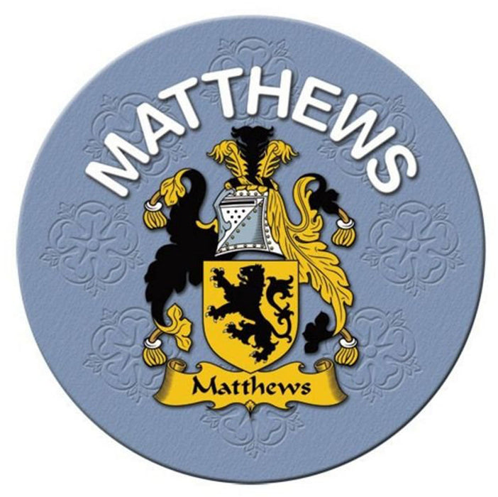 Clan/Family Name Round Cork Coaster Matthews - Heritage Of Scotland - MATTHEWS