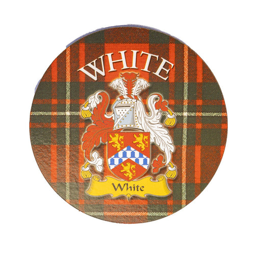 Clan/Family Name Round Cork Coaster White S - Heritage Of Scotland - WHITE S