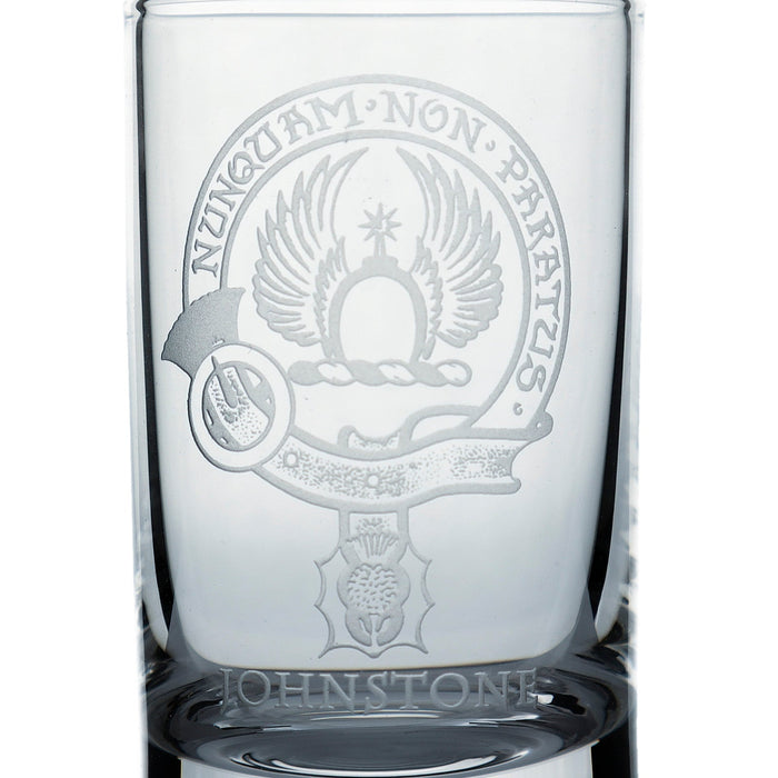 Collins Crystal Clan Shot Glass Johnstone - Heritage Of Scotland - JOHNSTONE