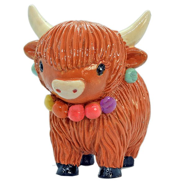 COOlectibles Highland Coo Figurines – Fun Scottish Cow Characters - Heritage Of Scotland - Coo with Necklace & Earrings