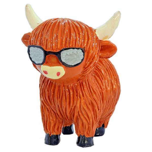 COOlectibles Highland Coo Figurines – Fun Scottish Cow Characters - Heritage Of Scotland - Coo with Sunglasses