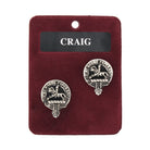Craig Clan Badge, Kilt Pin, Lapel Pin, Cufflinks, Keyring/Key Fob & Gift Set — Fine Pewter by Art Pewter — Made in Scotland (Shiny Finish) - Heritage Of Scotland - Cufflinks