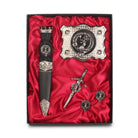 Crawford Clan Badge, Kilt Pin, Lapel Pin, Cufflinks, Keyring/Key Fob & Gift Set — Fine Pewter by Art Pewter — Made in Scotland (Shiny Finish) - Heritage Of Scotland - Gift Set