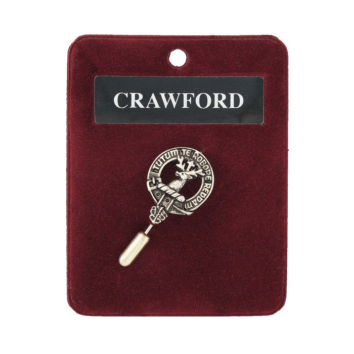 Crawford Clan Badge, Kilt Pin, Lapel Pin, Cufflinks, Keyring/Key Fob & Gift Set — Fine Pewter by Art Pewter — Made in Scotland (Shiny Finish) - Heritage Of Scotland - Lapel Pin