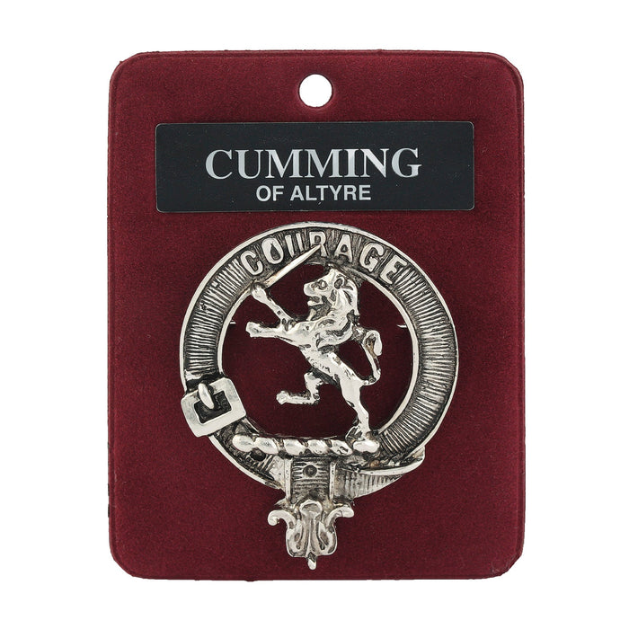 Cumming Clan Badge, Kilt Pin, Lapel Pin, Cufflinks, Keyring/Key Fob & Gift Set — Fine Pewter by Art Pewter — Made in Scotland (Shiny Finish) - Heritage Of Scotland - Badge