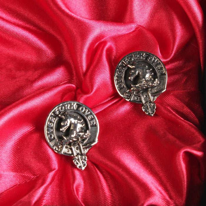 Cunningham Clan Badge, Kilt Pin, Lapel Pin, Cufflinks, Keyring/Key Fob & Gift Set — Fine Pewter by Art Pewter — Made in Scotland (Shiny Finish) - Heritage Of Scotland - Cufflinks