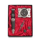 Cunningham Clan Badge, Kilt Pin, Lapel Pin, Cufflinks, Keyring/Key Fob & Gift Set — Fine Pewter by Art Pewter — Made in Scotland (Shiny Finish) - Heritage Of Scotland - Gift Set