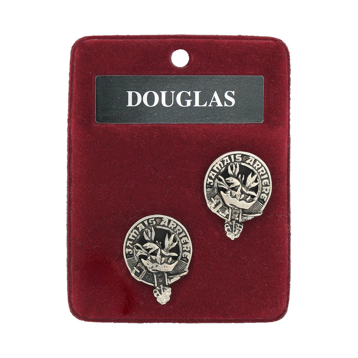 Douglas Clan Badge, Kilt Pin, Lapel Pin, Cufflinks, Keyring/Key Fob & Gift Set — Fine Pewter by Art Pewter — Made in Scotland (Shiny Finish) - Heritage Of Scotland - Cufflinks