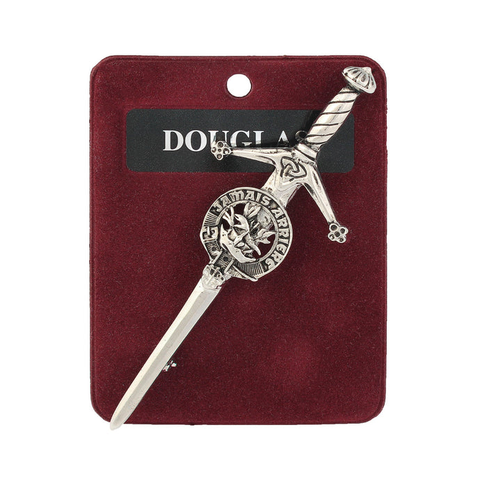 Douglas Clan Badge, Kilt Pin, Lapel Pin, Cufflinks, Keyring/Key Fob & Gift Set — Fine Pewter by Art Pewter — Made in Scotland (Shiny Finish) - Heritage Of Scotland - Kilt Pin