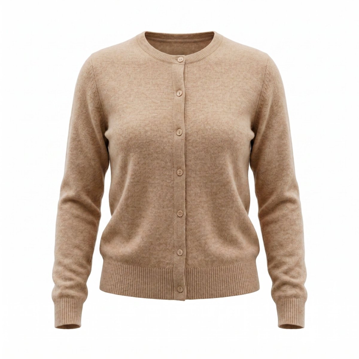 Dunedin Cashmere Woman's 100% Cashmere C Neck Cardigan - Beige - Heritage Of Scotland - XS