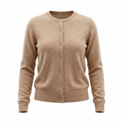 Dunedin Cashmere Woman's 100% Cashmere C Neck Cardigan - Beige - Heritage Of Scotland - XS