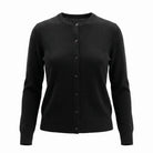 Dunedin Cashmere Woman's 100% Cashmere C Neck Cardigan - Black - Heritage Of Scotland - XS