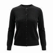 Dunedin Cashmere Woman's 100% Cashmere C Neck Cardigan - Black - Heritage Of Scotland - XS