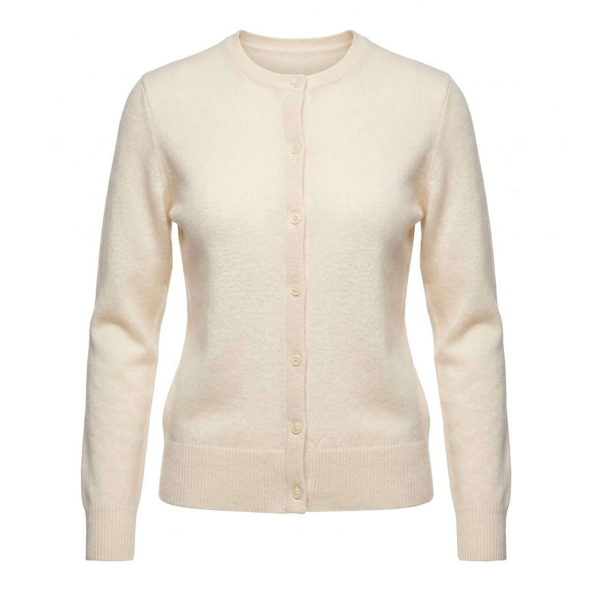 Dunedin Cashmere Woman's 100% Cashmere C Neck Cardigan - Cloud White - Heritage Of Scotland - XS