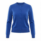 Dunedin Cashmere Woman's 100% Cashmere C Neck Cardigan - Cornflower - Heritage Of Scotland - XS
