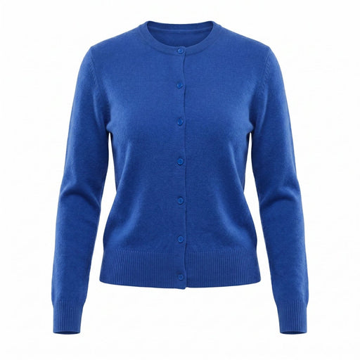 Dunedin Cashmere Woman's 100% Cashmere C Neck Cardigan - Cornflower - Heritage Of Scotland - XS